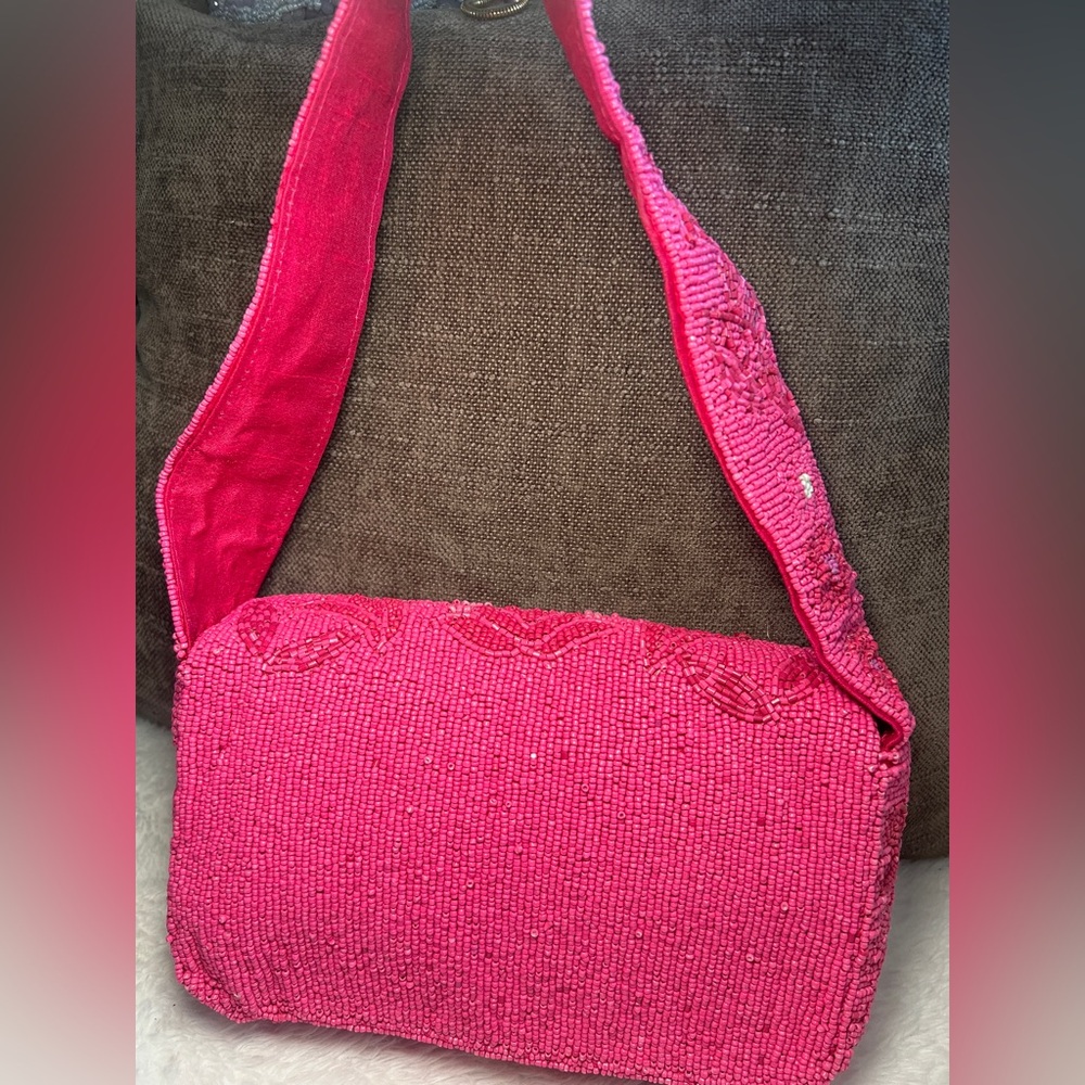 BCBGMaxAzria Pink Beaded Floral Bag - Picture 3 of 11